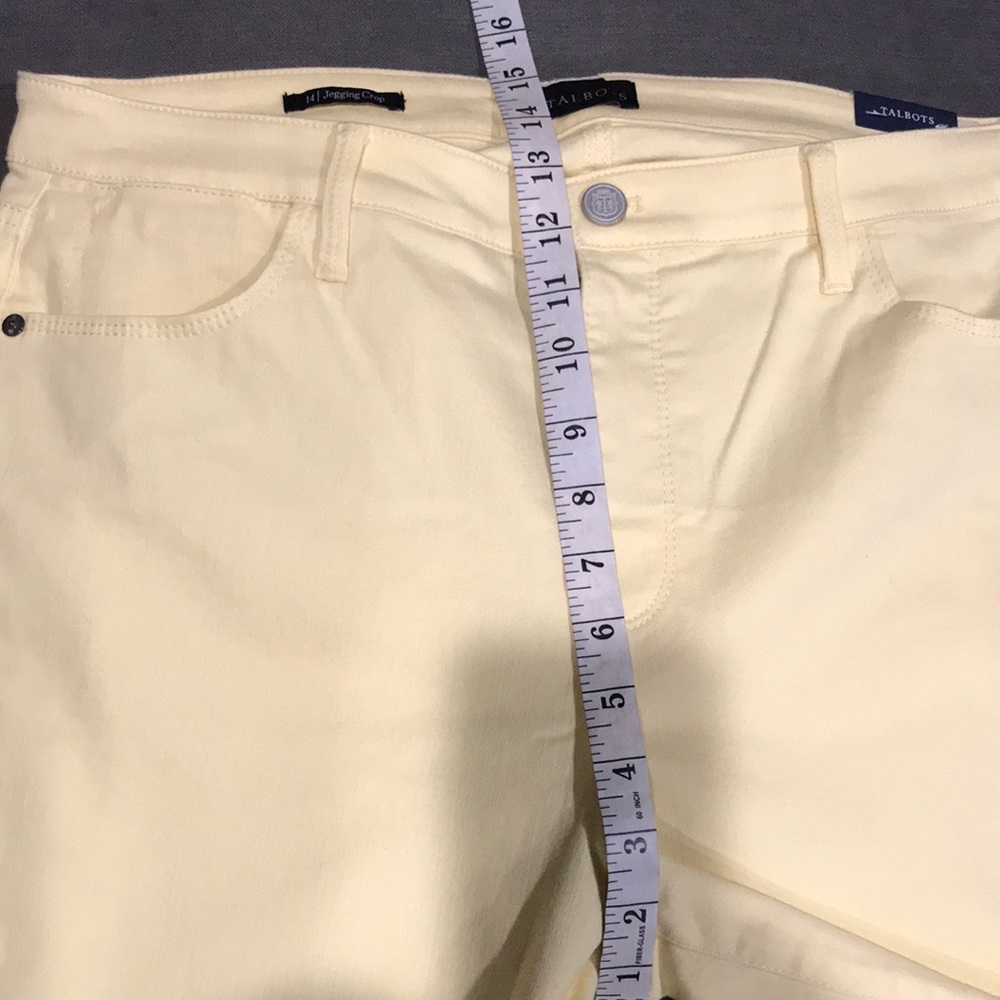 Talbots women Straight Leg Crop Jean At Waits Size 14  Light Yellow Color - Picture 7 of 10